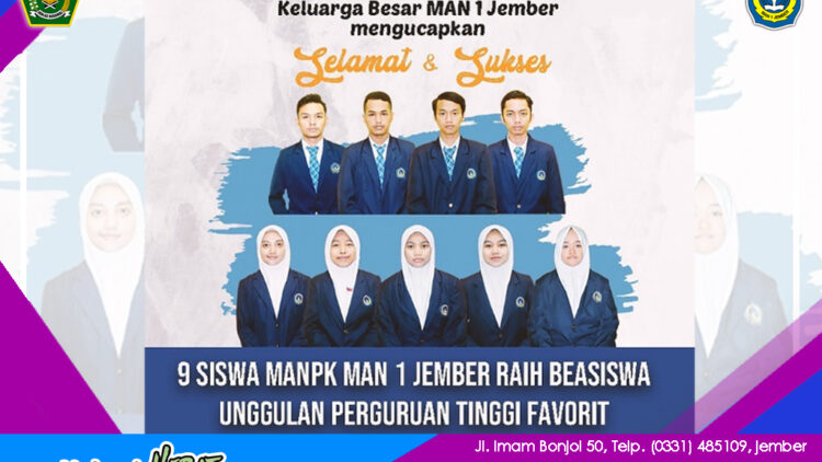 9 SISWA MANPK MAN 1 JEMBER RAIH BEASISWA UNGGULAN DI UIN SUNAN AMPEL SURABAYA