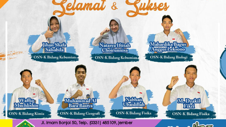 SISWA MAN 1 JEMBER LOLOS MENUJU OSN TINGKAT PROVINSI