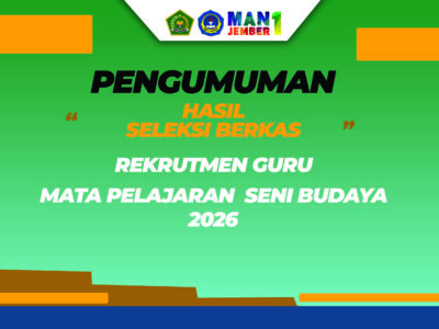 PENGUMUMAN HASIL SELEKSI BERKAS REKRUTMEN GURU SENI BUDAYA 2026