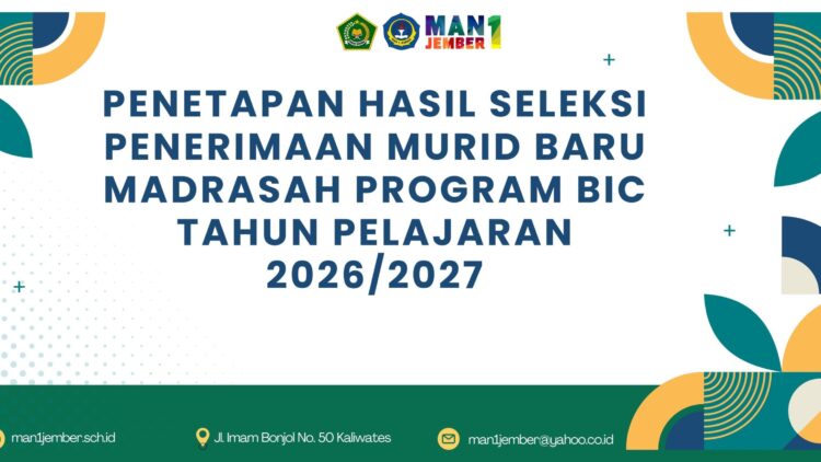 PENETAPAN HASIL SELEKSI PMBM PROGRAM BIC TAHUN PELAJARAN 2026/2027
